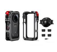 Aluminum Metal Cage for Insta360 X6, Protective Frame Case with Cold Shoe Mounts & 1/4" Threads and Lens Cover 4pcs Mic Wind Muff for Insta 360 X6 Action Camera Accessories