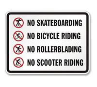 Aluminum Metal Sign Road Sign New No Skateboarding No Bicycle Riding No Roller Blading No Scooter Riding Tin Sign Street Sign 8X12 Inch