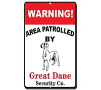 Aluminum Metal Sign Warning Area Patrolled By Great Dane Novelty Road Sign 8X12 Inch