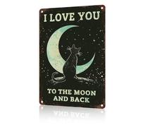 Aluminum Metal Signs Black Cat I Love You To The Moon And back Tin Sign for Home Kitchen Retro Decor Yard Garden Outdoor 12×8 Inch