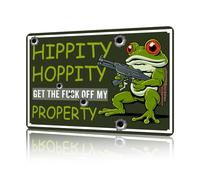 Aluminum Metal Signs Hippity Hoppity Get Off My Property Frog No Tresspassing Tin Sign for Home Kitchen Retro Decor Yard Garden Outdoor 12×8 Inch