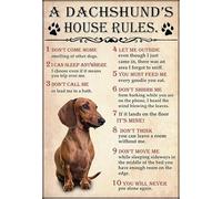 Aluminum Metal Signs Vintage a Dachshund House Rules for Dog Lover for Bars Club Restaurants Cafes Pubs Vintage Wall Decor Decorative 12x16 Inch