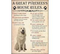 Aluminum Metal Signs Vintage a Great Pyrenees House Rules for Dog Lover for Bars Club Restaurants Cafes Pubs Vintage Wall Decor Decorative 6x8 Inch