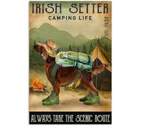 Aluminum Metal Signs Vintage Irish Setter Camping Life For Home Restaurants Cafes Pubs 12x16 Inch