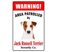 Aluminum Metal Signs Warning Area Patrolled By Jack Russell Terrier Retro Metal Tin Sign 8X12 inches