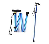 Aluminum Metal Walking Stick Easy Extendable Adjustable Folding Collapsible Lightweight Durable Walking Cane with Comfortable Grip For Men and Women Travel Cane (Blue)