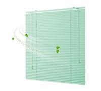 Aluminum Mini Blinds, Blinds for Indoor Windows, 25mm Metal Slat Darkening Horizontal Venetian Blind and Shades 20 35 45 54 66 80 100 120 135 155 170cm Waterproof Privacy Persianas(Light green)