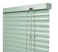 Aluminum Mini Blinds For Indoor Windows, 30 60 70 90 100 120 180 200 cm Horizontal Blinds, Venetian Blinds, 25 mm Blackout Shades For Bedroom Bathroom Office Custom Sizes(Light Green)