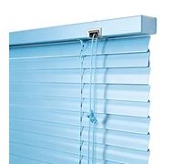 Aluminum Mini Blinds For Indoor Windows, 30 60 70 90 100 120 180 200 cm Horizontal Blinds, Venetian Blinds, 25 mm Blackout Shades For Bedroom Bathroom Office Custom Sizes(Sky Blue)