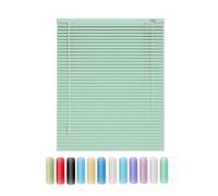 Aluminum Mini Blinds Horizontal Venetian Blind, 25mm Slat Window Shades, Cordless Room Darkening Blinds for Indoor Windows 60cm 75cm 80cm 90cm 110cm 130cm 140cm 150cm 160cm(Light green)