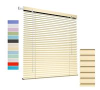 Aluminum Mini Blinds No Drill, 1" Slat Horizontal Venetian Window Blinds & Shades, Cordless Darkening Privacy Custom Blind for Indoor Windows Home Office Room Easy Install(Yellow)