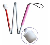 Aluminum Mobility Folding Cane for The Blind (Folds Down 4 Sections) White Cane for Children, Pink Handle