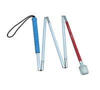 Aluminum mobility folding cane for the blind (folds down 5 sections) (135cm (blue handle))