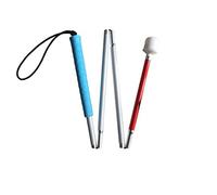 Aluminum Mobility Folding White Cane for Vision Impaired and Blind People (Folds Down 4 Sections) (115 cm (45.3 inch), Blue Handle)