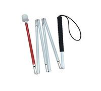 Aluminum Mobility Folding White Cane for Vision Impaired and Blind People (folds down 6 sections) (150cm (59.1 inch), Black Handle)