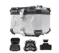 Aluminum Motorcycle Top Case 65L Waterproof Rear Tour Box With Security Lock - X-Silver