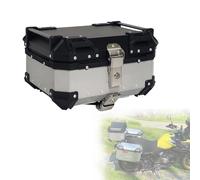 Aluminum Motorcycle Trunk Top Case Box 28L 36L 45L 55L 65L 80L 100L Storage Carrier Case with Security Lock, Motorbike Tail Box Tour Storage Waterproof Motorcycle Top Box(Silver,55L)