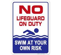 Aluminum No Lifeguard On Duty Swim At You Own Risk Pool Sign,8x12 Inch Fade Resistance, Indoor/Outdoor Use Metal Sign