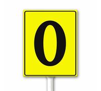 Aluminum Number Signs 0, Metal Yellow Numbered Signs With Stake Outdoor for Parking Lots Yard Floor Dock Court Street Field, 20x30 CM Sturdy Weatherproof Fade Resistant Easy Mounting