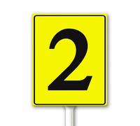 Aluminum Number Signs 2, Metal Yellow Numbered Signs With Stake Outdoor for Parking Lots Yard Floor Dock Court Street Field, 12x15 CM Sturdy Weatherproof Fade Resistant Easy Mounting