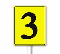 Aluminum Number Signs 3, Metal Yellow Numbered Signs With Stake Outdoor for Parking Lots Yard Floor Dock Court Street Field, 12x15 CM Sturdy Weatherproof Fade Resistant Easy Mounting