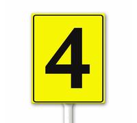 Aluminum Number Signs 4, Metal Yellow Numbered Signs With Stake Outdoor for Parking Lots Yard Floor Dock Court Street Field, 12x15 CM Sturdy Weatherproof Fade Resistant Easy Mounting