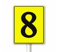 Aluminum Number Signs 8, Metal Yellow Numbered Signs With Stake Outdoor for Parking Lots Yard Floor Dock Court Street Field, 18x22 CM Sturdy Weatherproof Fade Resistant Easy Mounting