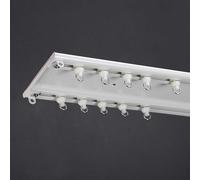 Aluminum One-Piece Double Curtain Track Ultra-Thin Room Divider Rod Ceiling Mount Heavy-Duty Curtains Rails for Living Bedroom Shower(White,1.8m(5.9ft))