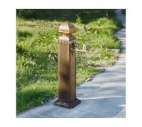 Aluminum Outdoor Water Column with Double Outlet Faucet Antique Carved Retro Anti-Freeze Water Tap Floor Mounted Water Dispenser Hydrant(65x17cm)