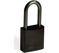 Aluminum Padlock with Aluminum Shackle, 40mm x 89mm x 19mm, Black, Pack of 6