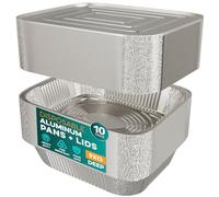 Aluminum Pans With Lids 9x13 [10 Sets] Aluminum Foil Pans Trays With Lids - Half Size Tin Foil Disposable Pans For Baking, Roasting, Cake Serving Dishes, Catering Supplies, Steam Table Chafing