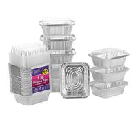 Aluminum Pans With Plastic Dome Lids - 50 Count - 1LB Oblong Pans (5"x4")- To Go Containers With Lids - Disposable Tin Foil Pans - Perfect For Catering, Meal Prep, Baking, Freezer Safe