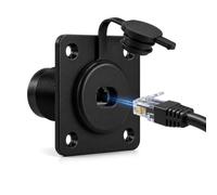Aluminum Pass Through Wall Socket for Starlink Gen3, RJ45 CAT6 Female to Female IP68 Waterproof Bulkhead Panel Socket for RV Camper Boat Trailer Off-Grid