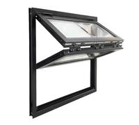 Aluminum Pass Through Window, Vertical Fold Up Concession Serving Window | Tempered Glass Folding Window Frame Kit for Food Trucks, Mobile Homes, Kitchen Bars & Sheds(Black,H19.7xW27.6in/50x70cm)