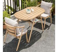 Aluminum Patio Furniture Set - 2 Cushioned Chairs & Oval Coffee Table for Outdoor Garden & Conservatory SpaceSing Dark Brown Design
