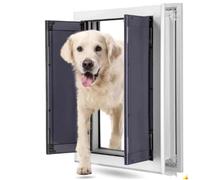 Aluminum Pet Door with Automatic Closing Magnetic Flaps, Double Panels, Security Locks, Weather Resistant for Durable Use