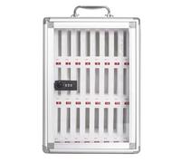 Aluminum Phone Storage Cabinet with Lock, 24 Slots for Mobile Devices, Secure nizer for Office/School, Portable Charging Station - Silver Finish