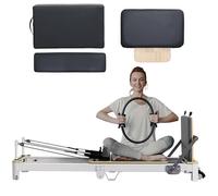 Aluminum Pilates Reformer Machine, Multifunctional Folding Pilates Core Trainer Exercise Equipment for Home (Black 217x68x65cm)
