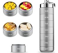 Aluminum Pill Container - Cylindrical Alloy Case, Multi Section Interior, Silicone Gasket Seal, Compact Carry Form | Portable Medicine Storage Hiking Rafting Travel Rain Conditions Dry Organization