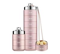 Aluminum Pill Container, Pocket-Sized Waterproof Pill Box, 7-Compartment Medicine Organizer with Twist Lid, Lightweight Travel Case, Perfect for Travel, Camping, Daily Use, 15.5x3.8cm