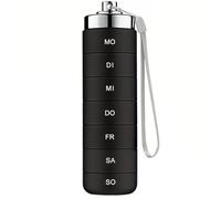 Aluminum Pill Organizer 7 Day Stackable Metal Pill Box with Spin Lock Waterproof Daily Medicine Case for Travel Outdoor Gym First Aid Black