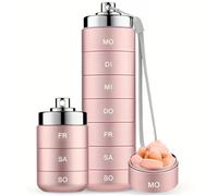 Aluminum Pill Organizer, 7 Day Stackable Metal Pill Box with Spin Lock Waterproof Daily Medicine Case for Travel, Outdoor, Gym First-Aid, Style-2, Aluminum Case