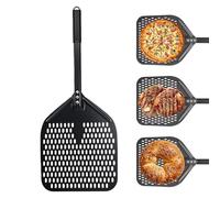 Aluminum Pizza Paddle - 28.54 Inches Baking Turner Tool | Detachable Handle Design, Perforated Shovel Board with Anti Slip Grip for Lifting Dough Flatbread and Artisan Crust Cooking At Home Or Garden