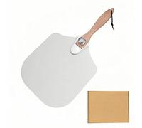 Aluminum Pizza Paddle, Metal Pizza Peel 12 Inch with Foldable Wooden Handle for Easy Storage Pizza Spatula Oven Tool for Homemade Baking Artisan Breads & Cakes (Silver)