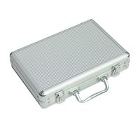 Aluminum Poker Chip Storage Case with Handle for Tournament Transport | Silver Finish, Sturdy Lock and Crash-proof Corners, Smooth Polished Surface for Home Poker and Board Game Use