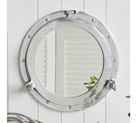 Aluminum Porthole Mirror & Window - Vintage Maritime Ship-Style Wall Mirror, Coastal & Nautical Home Décor | Decorative Porthole Window for Home, Office, or Boat. (Grey, Mirror, 24 inch)