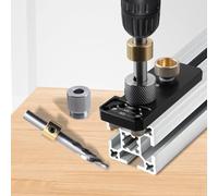Aluminum Profile Drilling Guide Tool with M8/M6 Step Drill Bit and 10mm Bushing for 20/30/40 Series Compatible Aluminum Alloy Power Tool Accessor(Black)