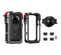 Aluminum Protective Frame Cage for Insta360 X6, Camera Expansion Adapter Metal Protective Bezel Case Silicone Lens Cover with 4pcs Mic Wind Muff for Insta 360 X6 Action Camera Accessories