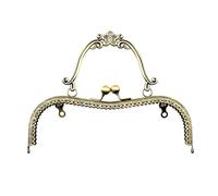 Aluminum Purse Frame 20.5CM Retro Embossing Flower Golden Metal Kiss Bucket Purse Frame for Bags Handle Clasp to The Bag DIY Accessories(20.5CM Cinnamon)