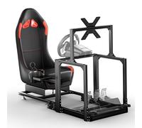 Aluminum Racing Simulator Cockpit with TV Mount, Foldable racing sim cockpit for Logitech/Thrustmaster/MOZA/FANATEC (Wheel & pedals & shifter not included)